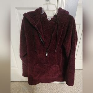 PINK Victoria's Secret Burgendy Jacket Soft Fleece Hoodie